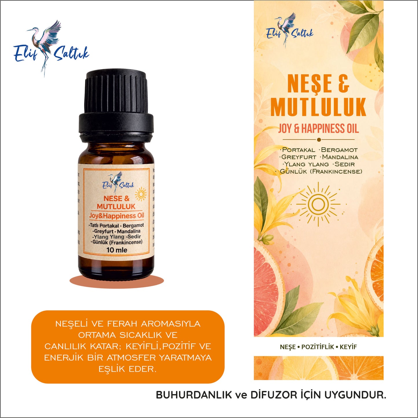 Neşe ve Mutluluk | Joy & Happiness Buhurdanlık Doğal Uçucu Yağ Karışımı 10 ml