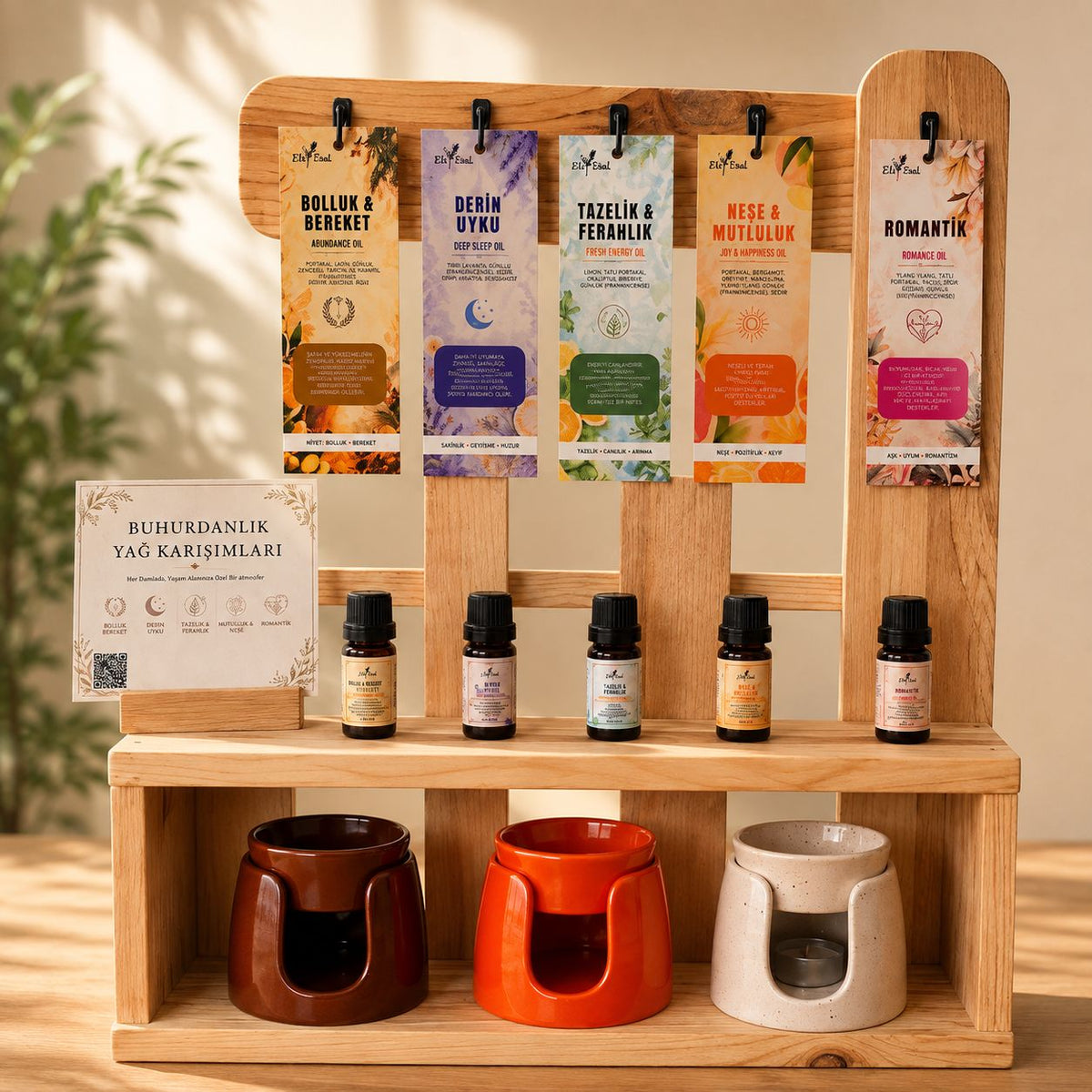 Buhurdanlık İçin Doğal Uçucu Yağ 5'li Set + Seramik Buhurdanlık Kampanya