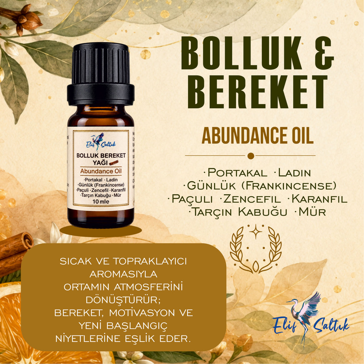 Bolluk Bereket | Buhurdanlık Doğal Uçucu Yağ Karışımı 10 ml