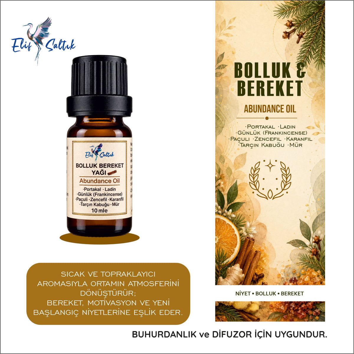 Bolluk Bereket | Buhurdanlık Doğal Uçucu Yağ Karışımı 10 ml