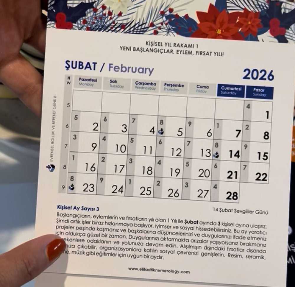 Nümerolojik Kişisel Masa Takvimi